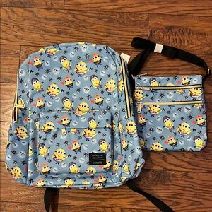 Loungefly Minions Blue Backpack and Crossbody Set